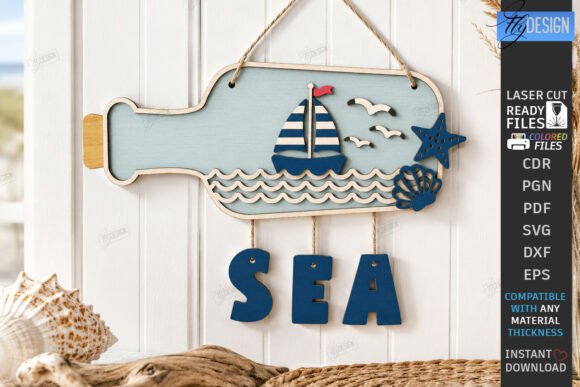 Download Coastal Hanging Decor Sign Laser Cut - Sign Collection